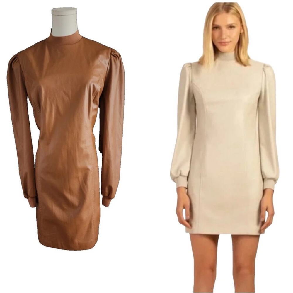 Trina Turk Wrigley brown faux leather dress size 8